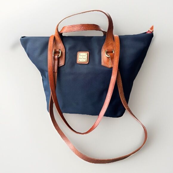 Dooney & Bourke Windham Nylon Tote Bag Navy Crossbody Zip Preppy - Picture 1 of 9